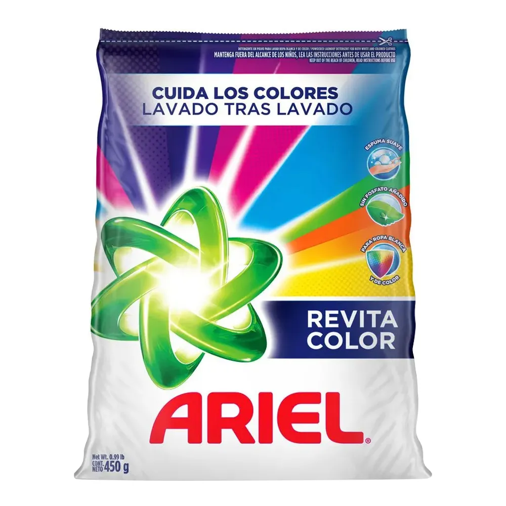 Detergente en polvo Ariel 450 g para ropa blanca y de color