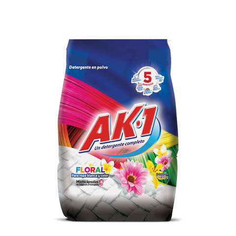 Detergente AK-1 en polvo floral 1450 g para ropa blanca y de color