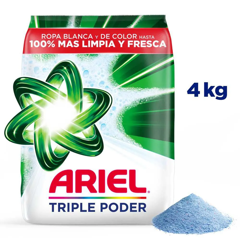 Detergente en polvo Ariel 4 kg para lavado familiar