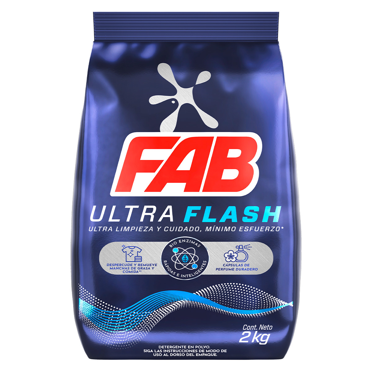 Detergente en polvo Fab Ultra Flash 2000 gr para lavado doméstico