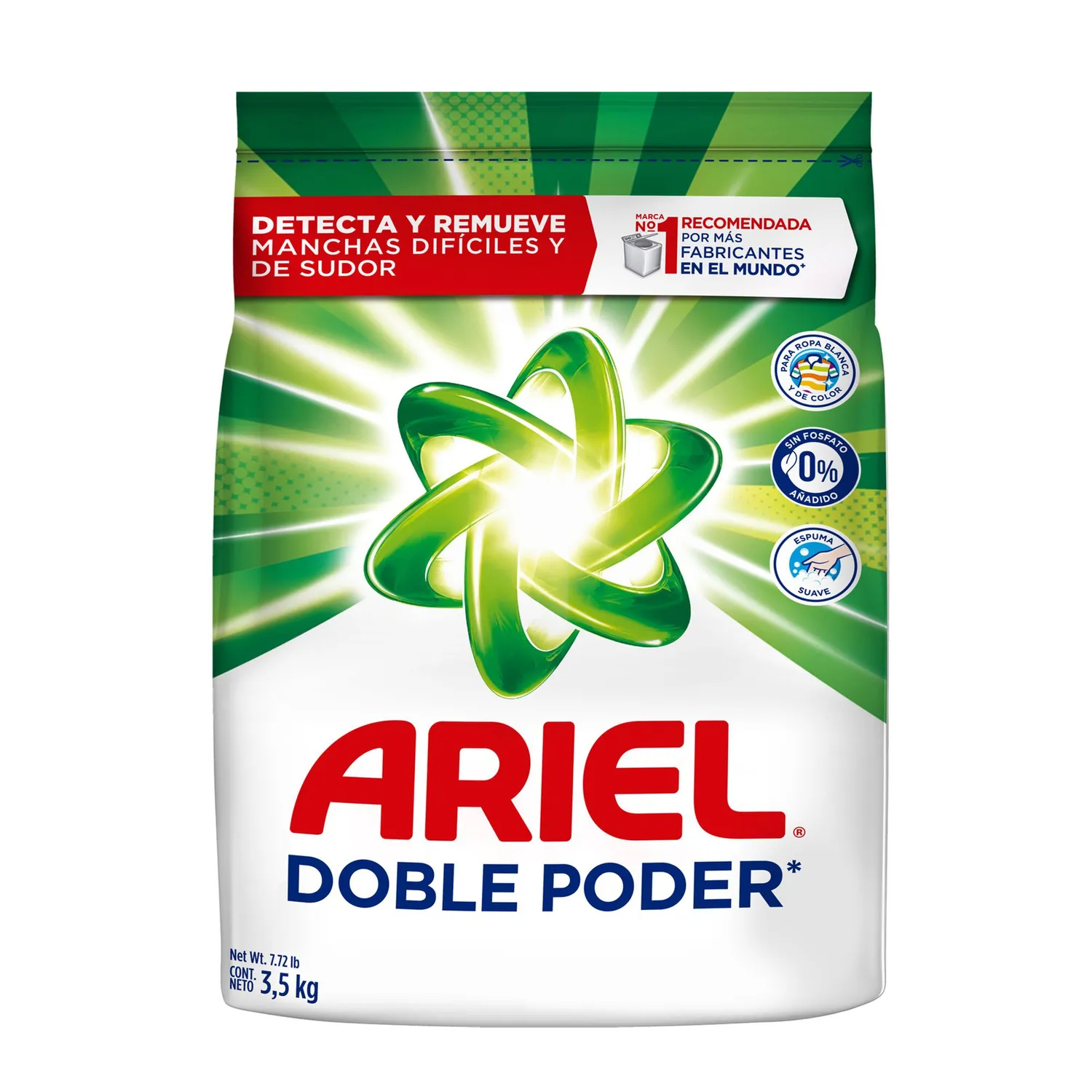 Detergente en polvo Ariel 3,5 kg para familias grandes