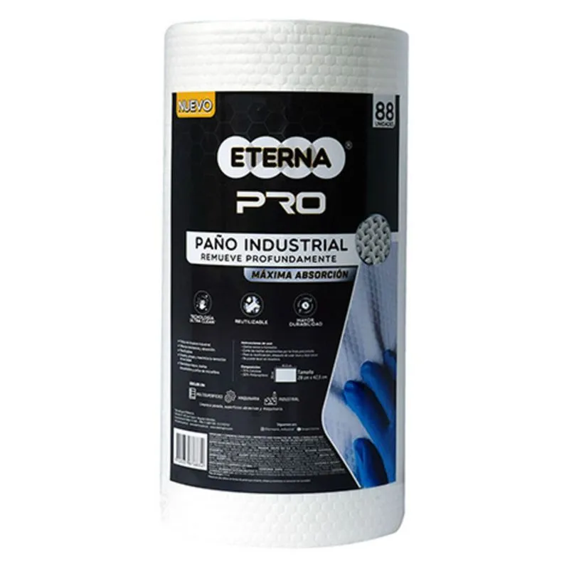 Paño industrial Eterna Pro máxima absorción rollo 88 unidades