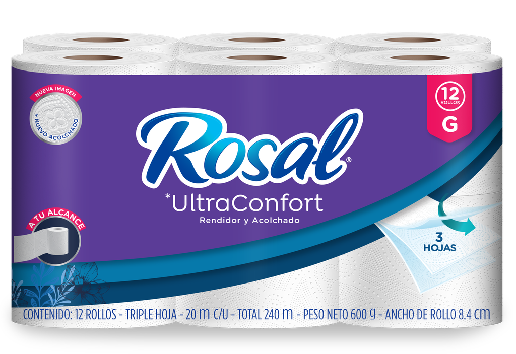 Papel higiénico Rosal Ultra Confort G 12 rollos triple hoja
