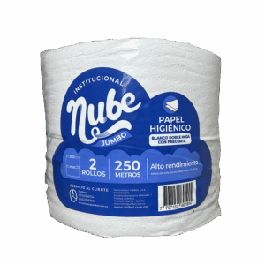 Papel higiénico doble hoja NUBE institucional 2 rollos 250 metros
