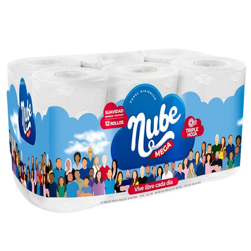 Papel higiénico NUBE Max triple hoja 12 rollos 360 metros