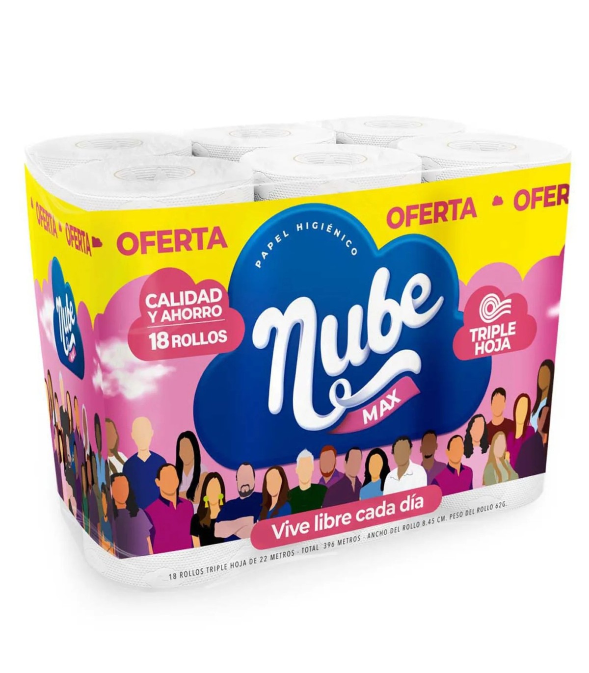 Papel higiénico NUBE Max triple hoja 18 rollos
