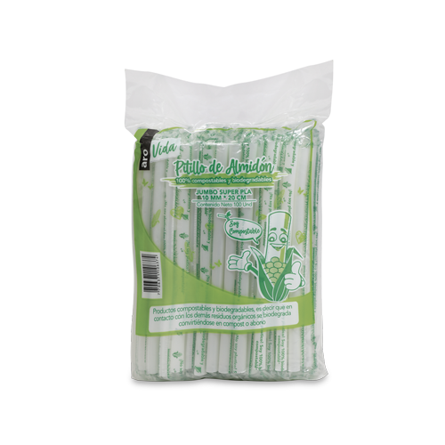 Pitillos de almidón PLA 10mm paquete de 100 unidades