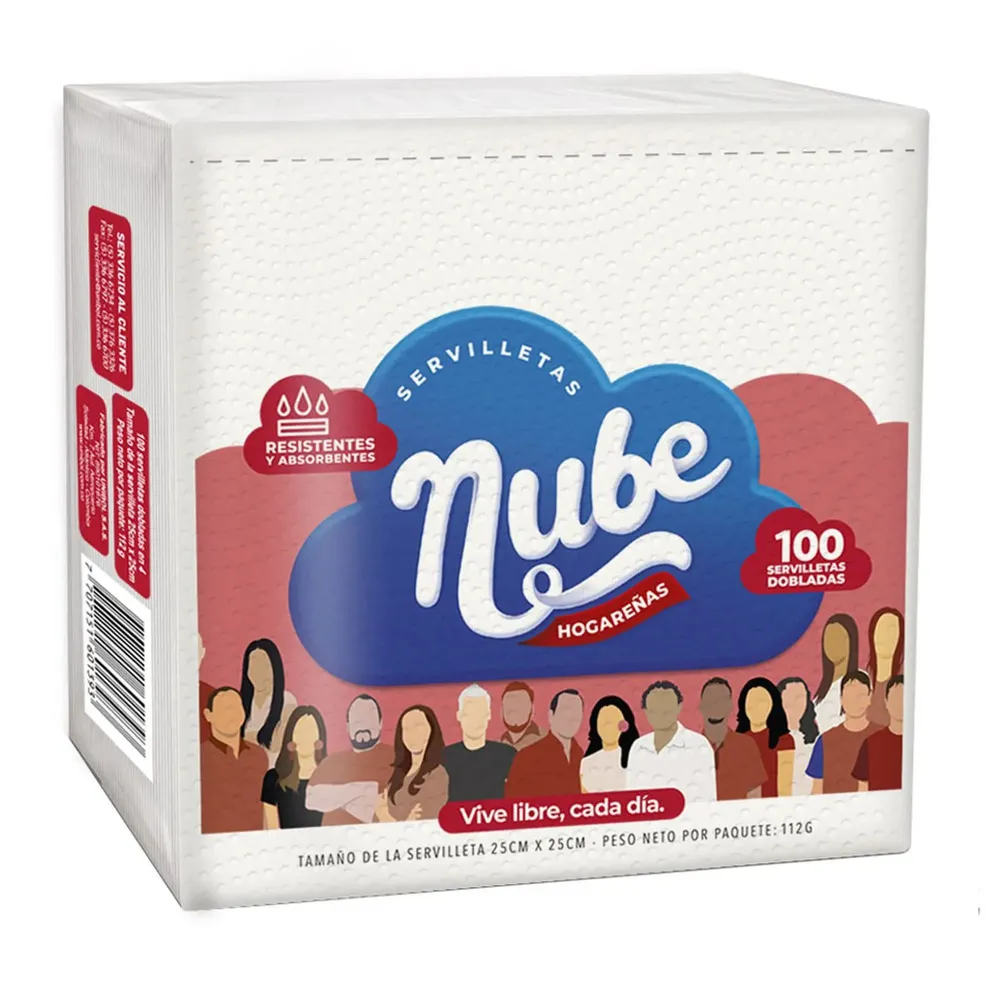 Servilletas dobladas hogareñas NUBE paquete 100 unidades