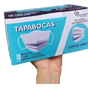 Tapabocas antifluido latex free caja 50 unidades