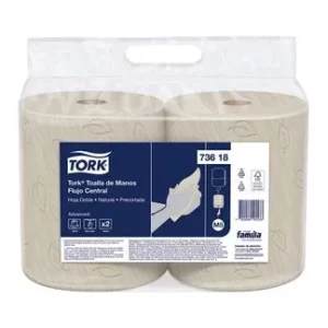 Toalla de manos flujo central natural x2 rollos 100 mts