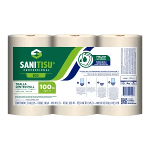 Toallas de Manos Natural Center Pull Sanitisu Professional Eco 3 Rollos